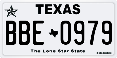 TX license plate BBE0979