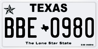 TX license plate BBE0980