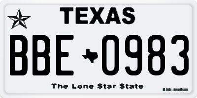 TX license plate BBE0983