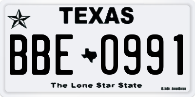 TX license plate BBE0991