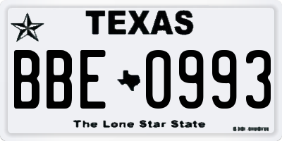 TX license plate BBE0993