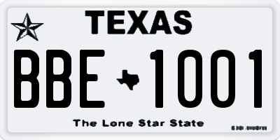 TX license plate BBE1001