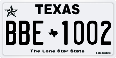 TX license plate BBE1002