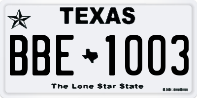 TX license plate BBE1003