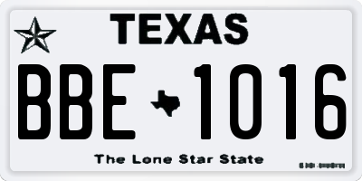 TX license plate BBE1016
