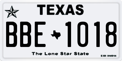 TX license plate BBE1018
