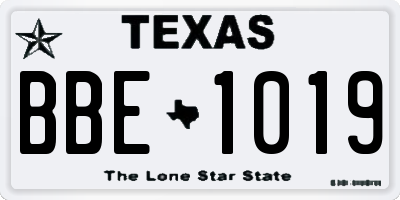TX license plate BBE1019