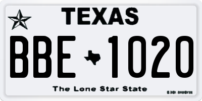 TX license plate BBE1020