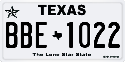 TX license plate BBE1022