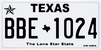 TX license plate BBE1024