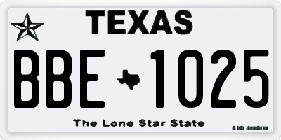 TX license plate BBE1025