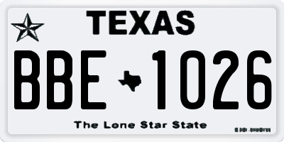 TX license plate BBE1026