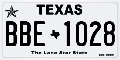 TX license plate BBE1028