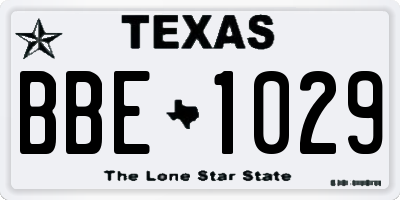 TX license plate BBE1029