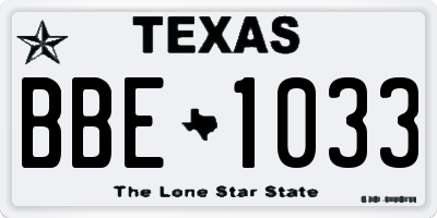 TX license plate BBE1033