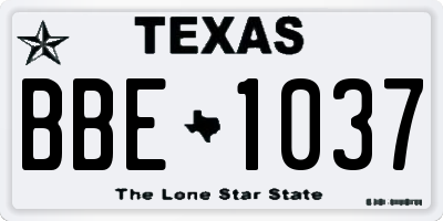TX license plate BBE1037