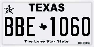 TX license plate BBE1060