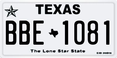 TX license plate BBE1081