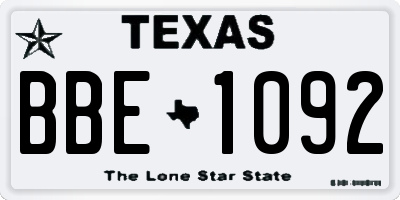TX license plate BBE1092