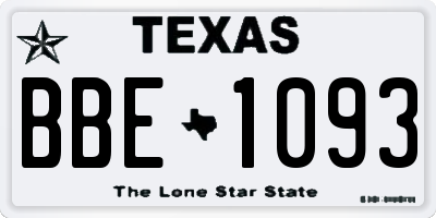 TX license plate BBE1093