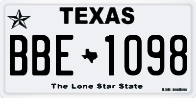 TX license plate BBE1098