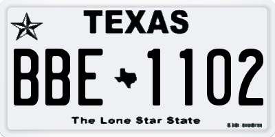TX license plate BBE1102