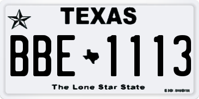 TX license plate BBE1113