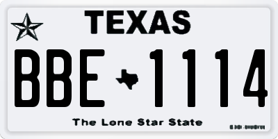 TX license plate BBE1114