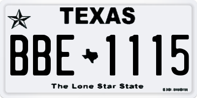 TX license plate BBE1115