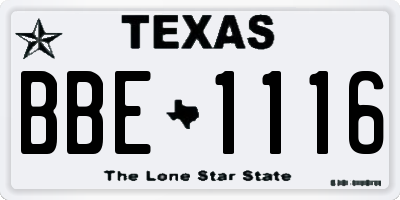 TX license plate BBE1116