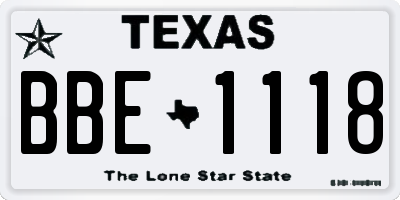 TX license plate BBE1118