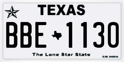TX license plate BBE1130