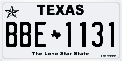 TX license plate BBE1131