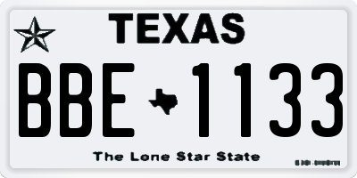 TX license plate BBE1133