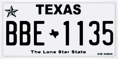 TX license plate BBE1135
