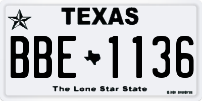 TX license plate BBE1136