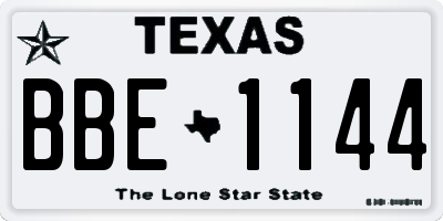 TX license plate BBE1144