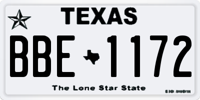 TX license plate BBE1172
