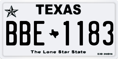 TX license plate BBE1183