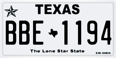 TX license plate BBE1194