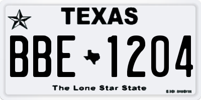 TX license plate BBE1204