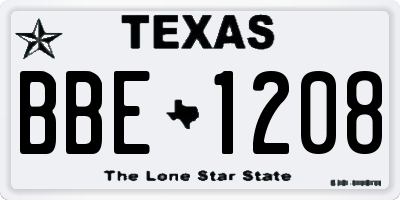 TX license plate BBE1208