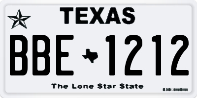 TX license plate BBE1212