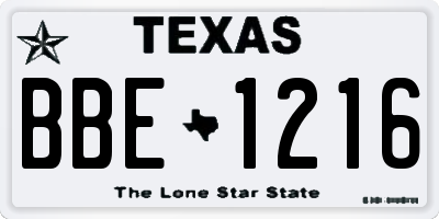 TX license plate BBE1216
