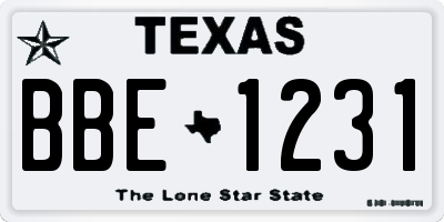 TX license plate BBE1231