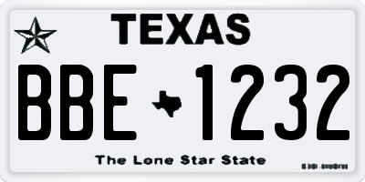 TX license plate BBE1232