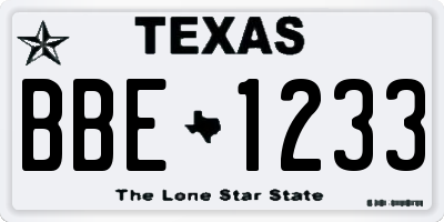 TX license plate BBE1233