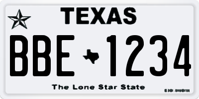 TX license plate BBE1234