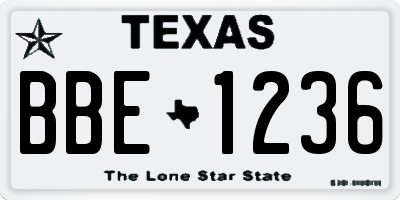 TX license plate BBE1236