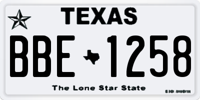 TX license plate BBE1258